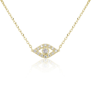 14k Gold & Diamond Evil Eye Necklace