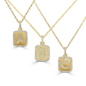 14k Gold & Diamond Small Initial Necklace