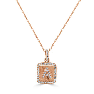 14k Gold & Diamond Small Initial Necklace