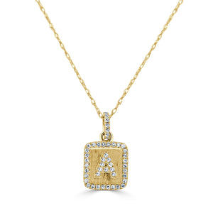 14k Gold & Diamond Small Initial Necklace