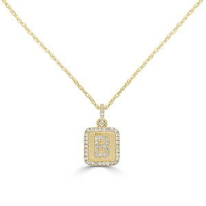 14k Gold & Diamond Small Initial Necklace