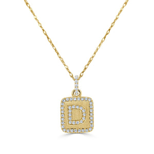 14k Gold & Diamond Small Initial Necklace