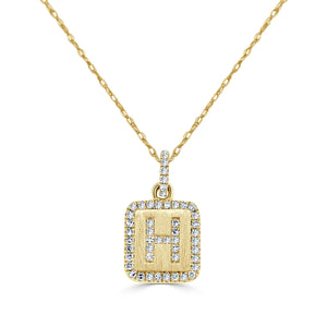 14k Gold & Diamond Small Initial Necklace