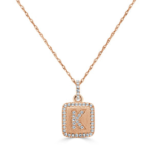 14k Gold & Diamond Small Initial Necklace