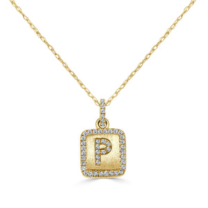 14k Gold & Diamond Small Initial Necklace