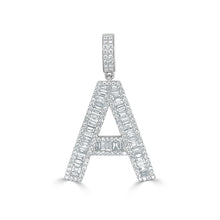Load image into Gallery viewer, 14k Gold &amp; Baguette Diamond Large Initial Pendant