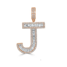 Load image into Gallery viewer, 14k Gold &amp; Baguette Diamond Large Initial Pendant