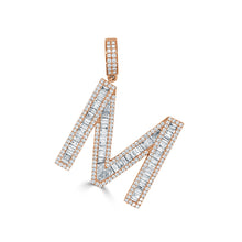 Load image into Gallery viewer, 14k Gold &amp; Baguette Diamond Large Initial Pendant