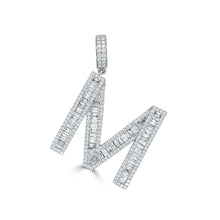 Load image into Gallery viewer, 14k Gold &amp; Baguette Diamond Large Initial Pendant