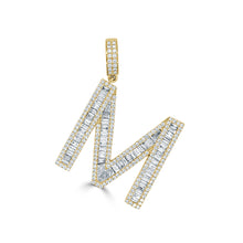 Load image into Gallery viewer, 14k Gold &amp; Baguette Diamond Large Initial Pendant