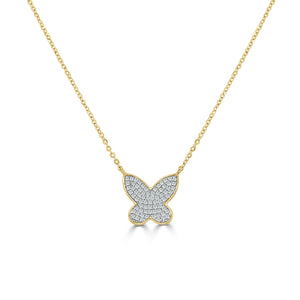 14k Gold & Diamond Butterfly Necklace