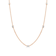Load image into Gallery viewer, 14k Gold &amp; Emerald-Cut Diamond Station Necklace