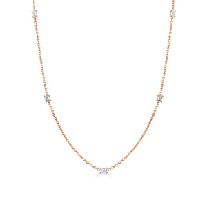 14k Gold & Emerald-Cut Diamond Station Necklace