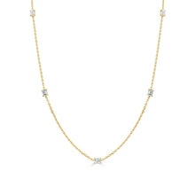 Load image into Gallery viewer, 14k Gold &amp; Emerald-Cut Diamond Station Necklace