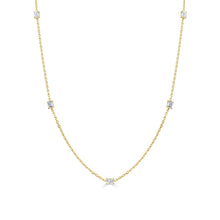 Load image into Gallery viewer, 14k Gold &amp; Emerald-Cut Diamond Station Necklace
