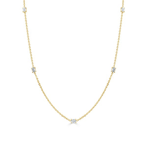 14k Gold & Emerald-Cut Diamond Station Necklace