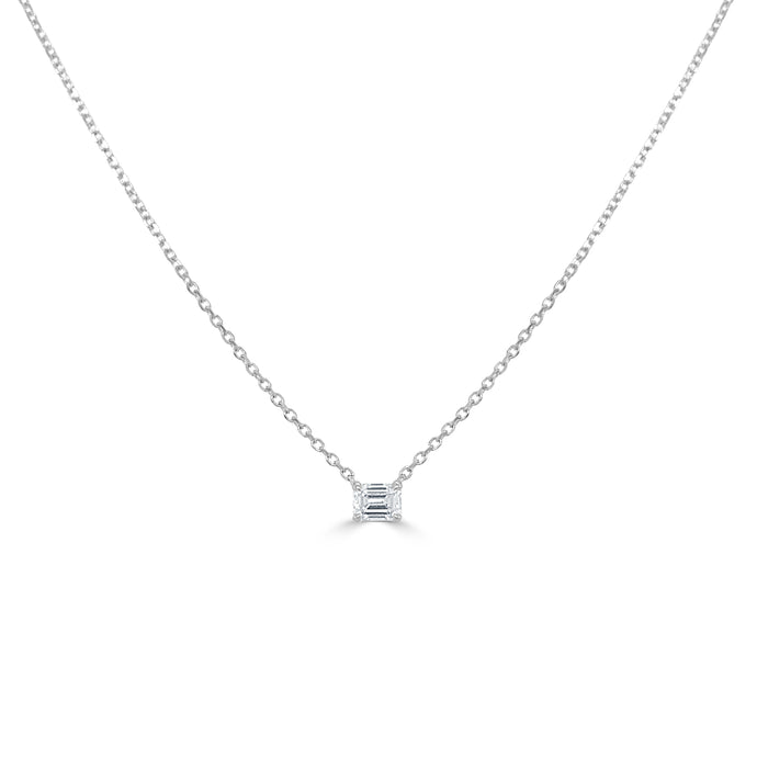 14k Gold & Emerald-Cut Diamond Necklace
