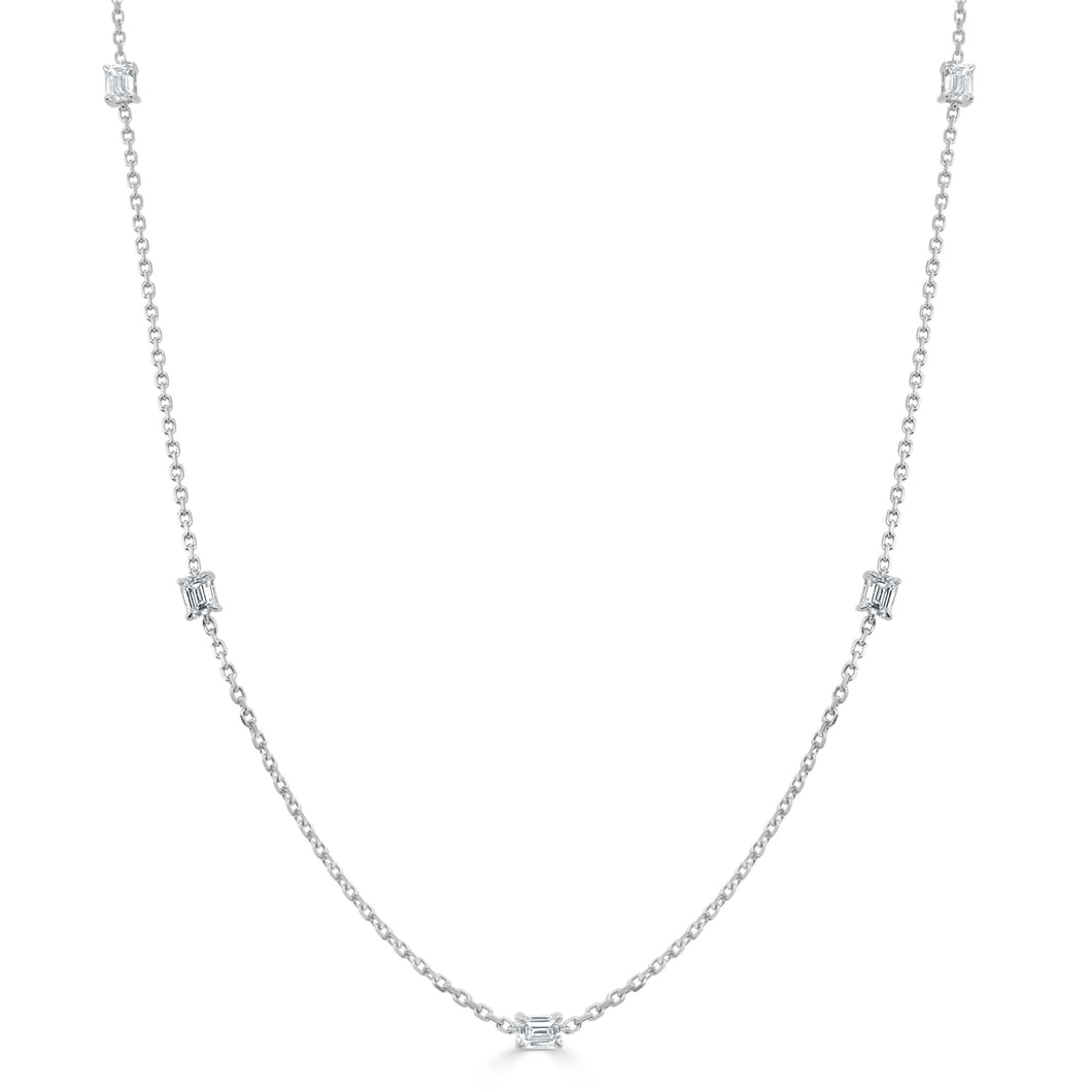 14k Gold & Emerald-Cut Station Necklace