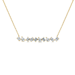 14k Gold Fancy-Shape Diamond Bar Necklace
