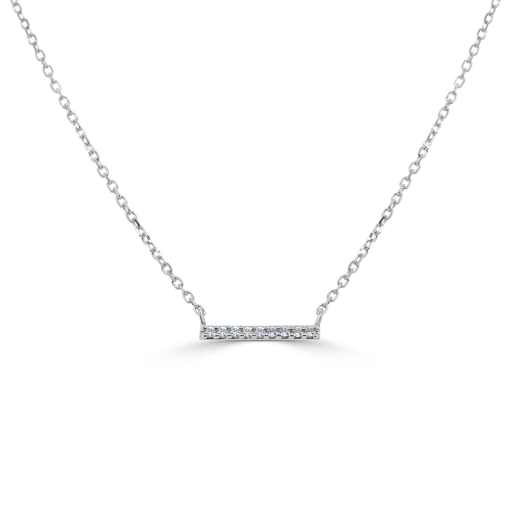 14k Gold & Diamond Mini Bar Necklace