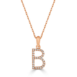 14k Gold & Diamond Initial A-Z Necklace Pendant 16-18" Inches