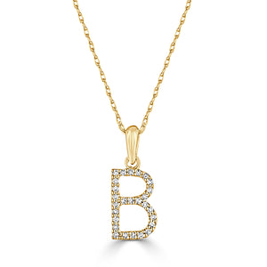 14k Gold & Diamond Initial A-Z Necklace Pendant 16-18" Inches