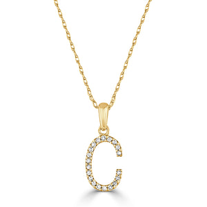 14k Gold & Diamond Initial A-Z Necklace Pendant 16-18" Inches