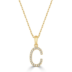 14k Gold & Diamond Initial A-Z Necklace Pendant 16-18" Inches