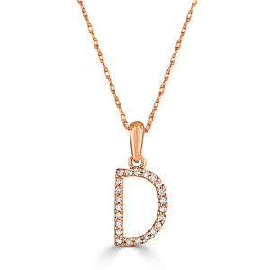 14k Gold & Diamond Initial A-Z Necklace Pendant 16-18" Inches