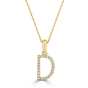 14k Gold & Diamond Initial A-Z Necklace Pendant 16-18" Inches