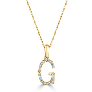 14k Gold & Diamond Initial A-Z Necklace Pendant 16-18" Inches