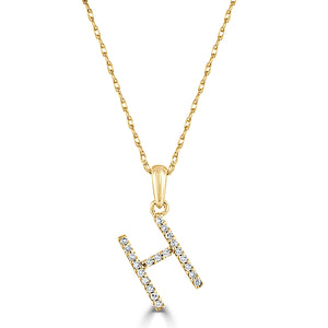 14k Gold & Diamond Initial A-Z Necklace Pendant 16-18" Inches