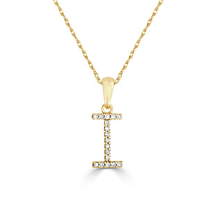 14k Gold & Diamond Initial A-Z Necklace Pendant 16-18" Inches