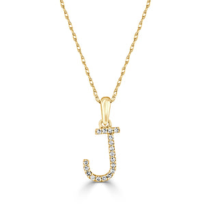 14k Gold & Diamond Initial A-Z Necklace Pendant 16-18" Inches