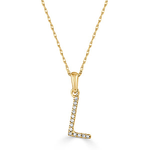 14k Gold & Diamond Initial A-Z Necklace Pendant 16-18" Inches