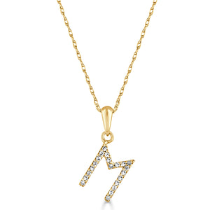 14k Gold & Diamond Initial A-Z Necklace Pendant 16-18" Inches