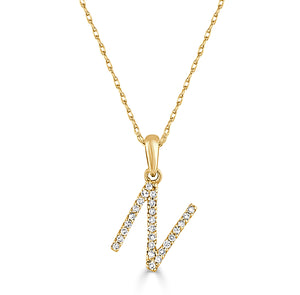 14k Gold & Diamond Initial A-Z Necklace Pendant 16-18" Inches