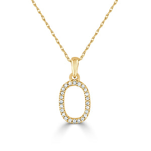 14k Gold & Diamond Initial A-Z Necklace Pendant 16-18" Inches