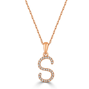 14k Gold & Diamond Initial A-Z Necklace Pendant 16-18" Inches