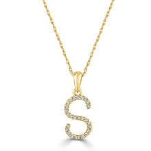 Load image into Gallery viewer, 14k Gold &amp; Diamond Initial A-Z Necklace Pendant 16-18&quot; Inches