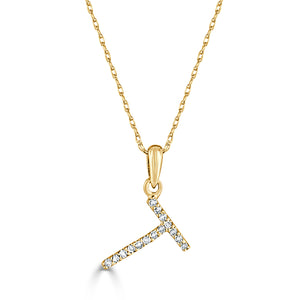 14k Gold & Diamond Initial A-Z Necklace Pendant 16-18" Inches