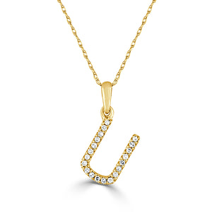 14k Gold & Diamond Initial A-Z Necklace Pendant 16-18" Inches