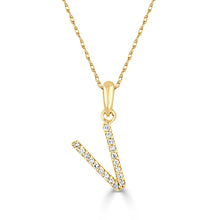 Load image into Gallery viewer, 14k Gold &amp; Diamond Initial A-Z Necklace Pendant 16-18&quot; Inches