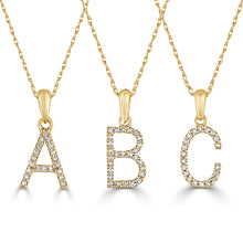 Load image into Gallery viewer, 14k Gold &amp; Diamond Initial A-Z Necklace Pendant 16-18&quot; Inches