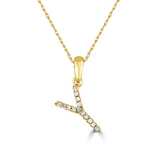 Load image into Gallery viewer, 14k Gold &amp; Diamond Initial A-Z Necklace Pendant 16-18&quot; Inches