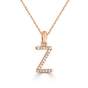 14k Gold & Diamond Initial A-Z Necklace Pendant 16-18" Inches