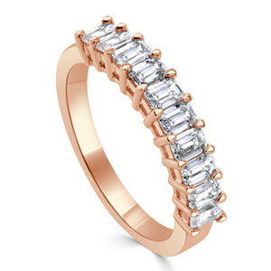 14k Gold & Emerald-Cut Diamond Band