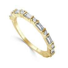 Load image into Gallery viewer, 14k Gold &amp; Baguette Diamond Stackable Ring