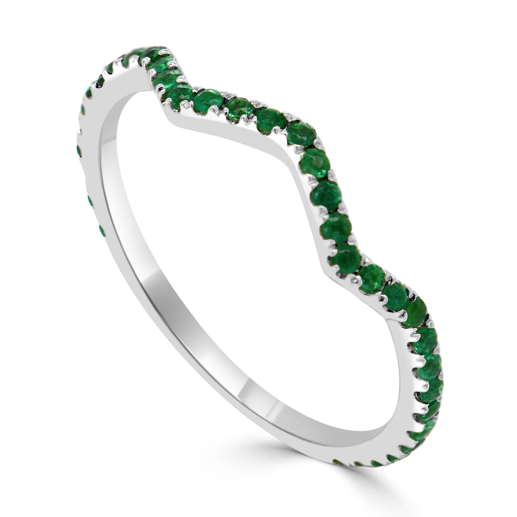 14K Gold Emerald Zig-Zag Ring