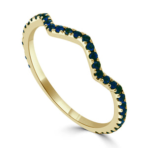 14k Gold & Blue Sapphire Zig-Zag Ring